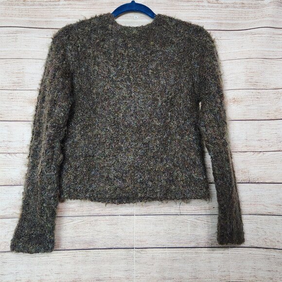 Vintage 80's 90's TEHEN France Mohair Blend Knit Pullover Sweater Cropped Brown - Picture 8 of 11
